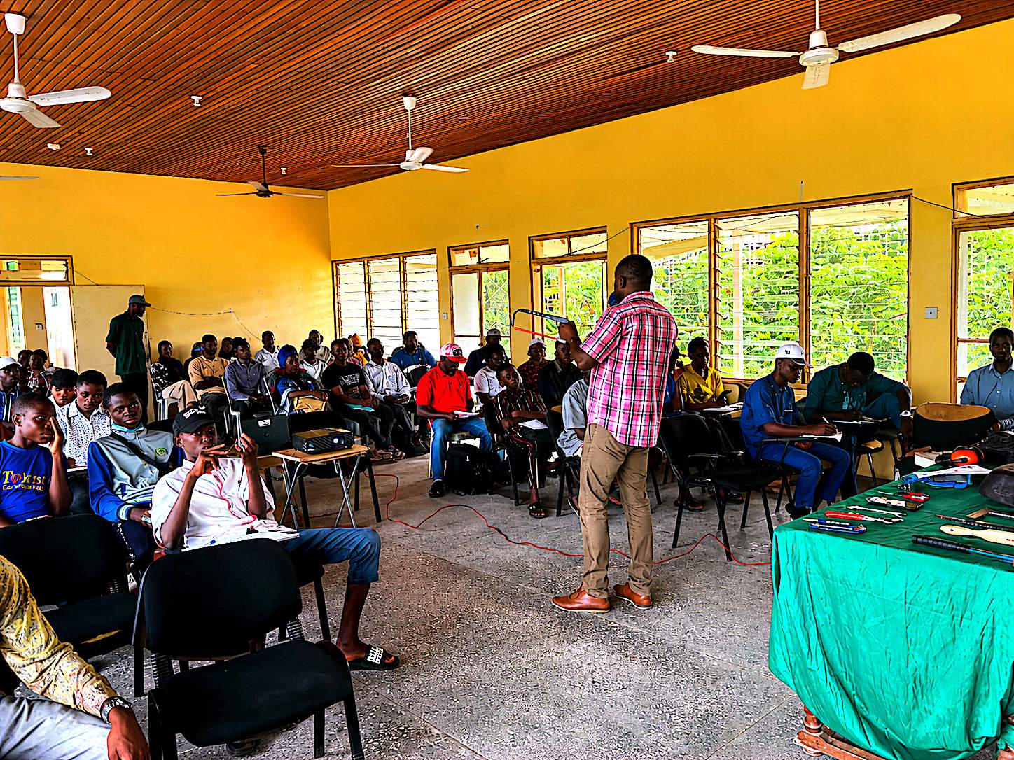 Classroom briefing on tools, safety and workshop procedures