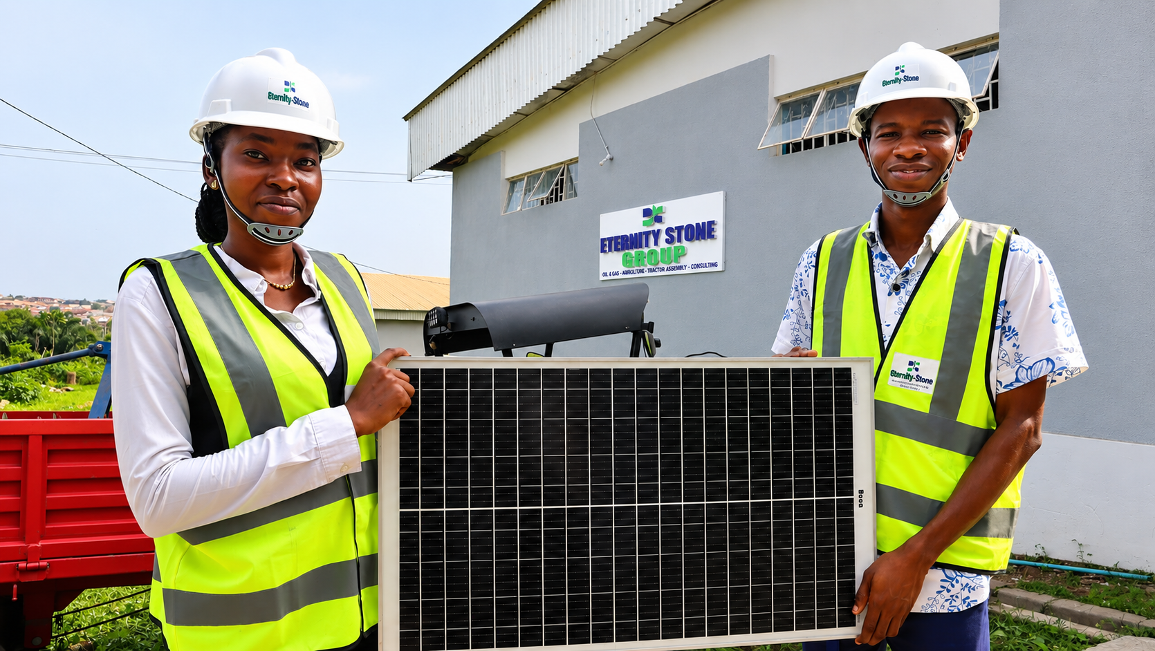 ESTA learners working with solar equipment